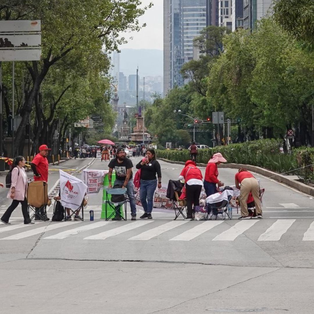 Bloqueo en Reforma en la Ciudad de México.